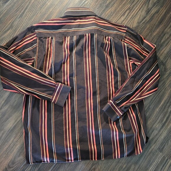 PERRY ELLIS Men's 100% Cotton Button-Down Striped Shirt SIZE/XXL - Picture 2 of 5